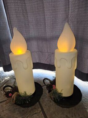 Lot 2 Nicolas Holiday Candle Blow Molds 18" w/Holly and Berry